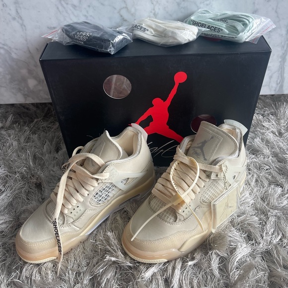 Jordan Shoes - Jordan 4 Retro Off-White Sail 5.5 (W) Off-White Virgil Abloh collab NIB